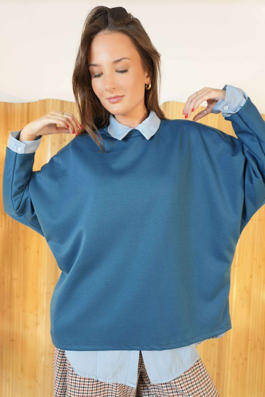 Soft Tech Batwing Top Teal /8=